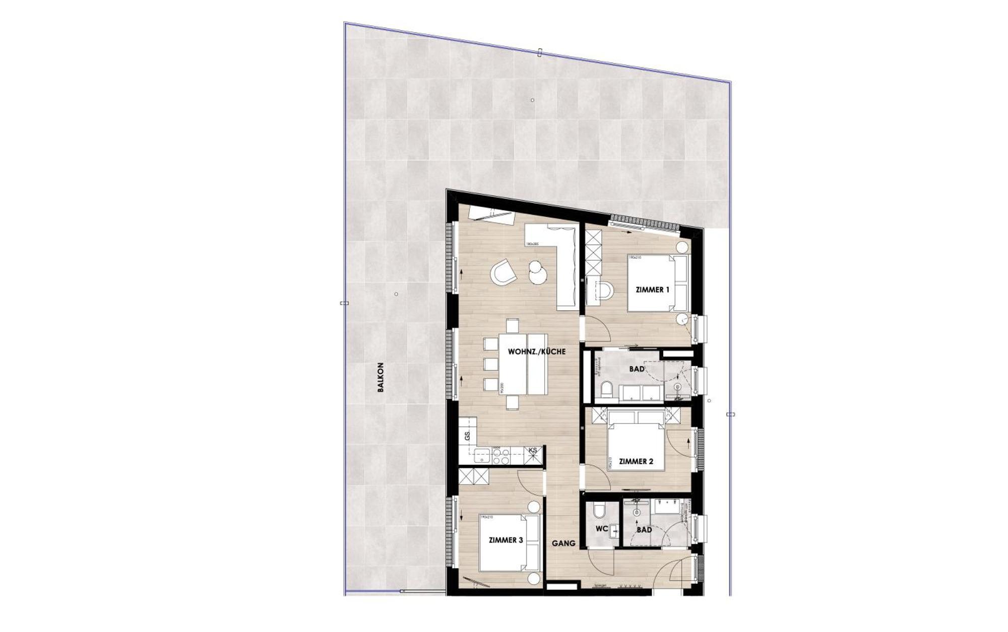 Three-Bedroom Penthouse Apartment