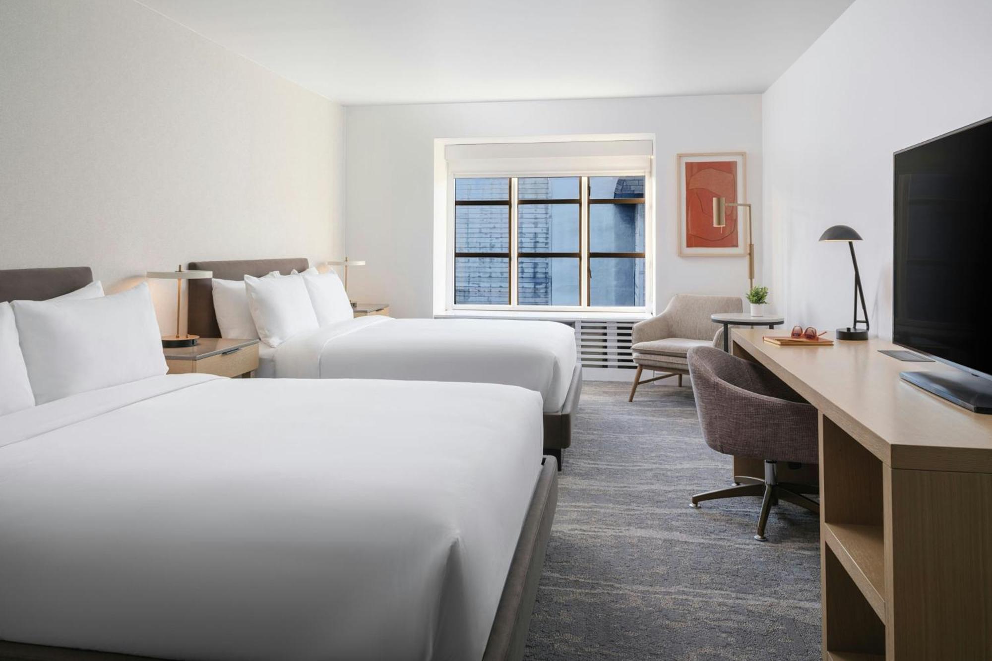 Queen Room with Two Queen Beds, Courtyard View and Roll-in Shower - Mobility and Hearing Accessible