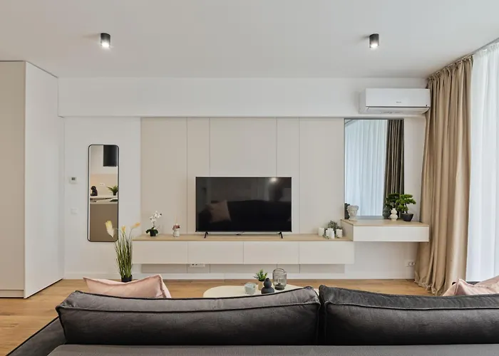 Maroon New Modern 1 King Bed Apartment For Bussiness And Leisure In One Cotroceni Bucharest