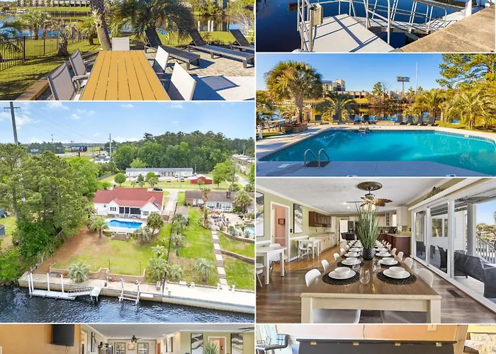 Paradise On Ocean Waterway Huge 5000 Sq Ft W Private Pool, Boat Dock, Grand Piano, Game Tables, Bbq, 1 Acre Yard, Crib, Sleeps 34 Myrtle Beach