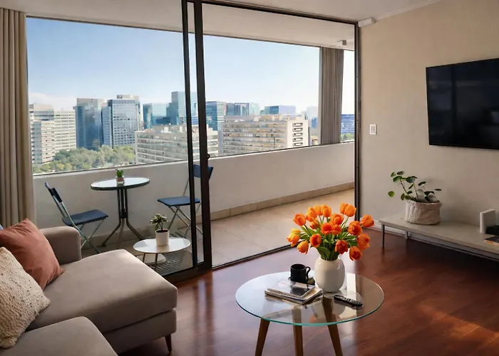 Departamento Con Vista Mas Piscina Y Estacionamiento Al Lado Parque Arauco Apartment Santiago