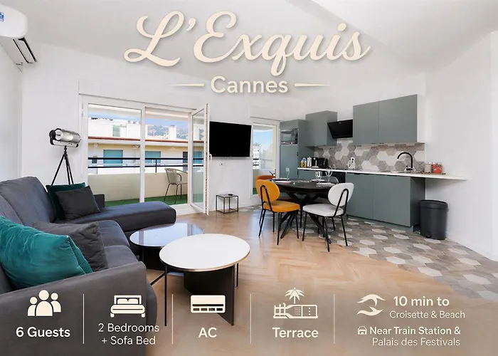 L'Exquis - 6P - Parking & Terrasse Croisette Apartment Cannes
